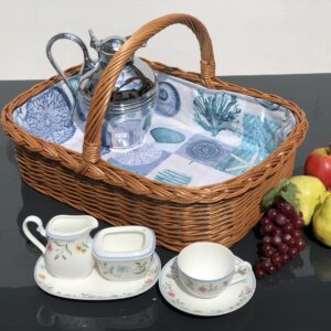 Bukora® Tablett aus Weide mit maritimem Futter  Blau