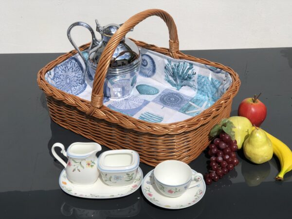 Bukora® Tablett aus Weide mit maritimem Futter  Blau