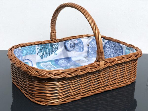 Bukora® Tablett aus Weide mit maritimem Futter  Blau – Bild 5