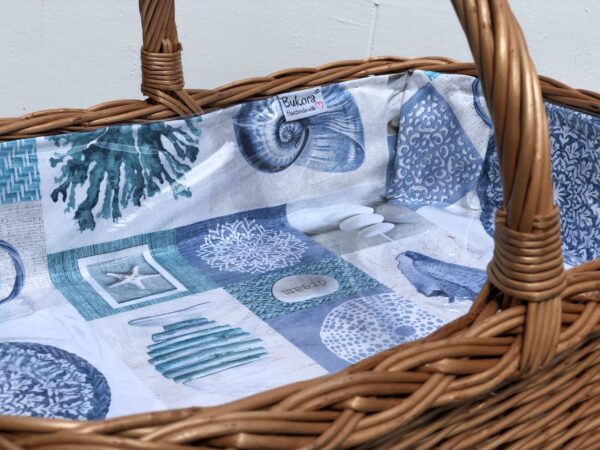 Bukora® Tablett aus Weide mit maritimem Futter  Blau – Bild 7