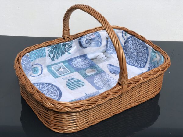 Bukora® Tablett aus Weide mit maritimem Futter  Blau – Bild 8