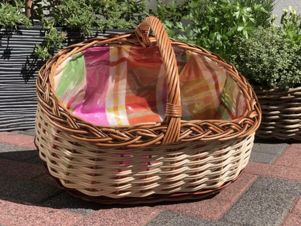 Bukora® Einkaufskorb aus gemischter Weide geflochten mit Futter Bunt – Bild 3