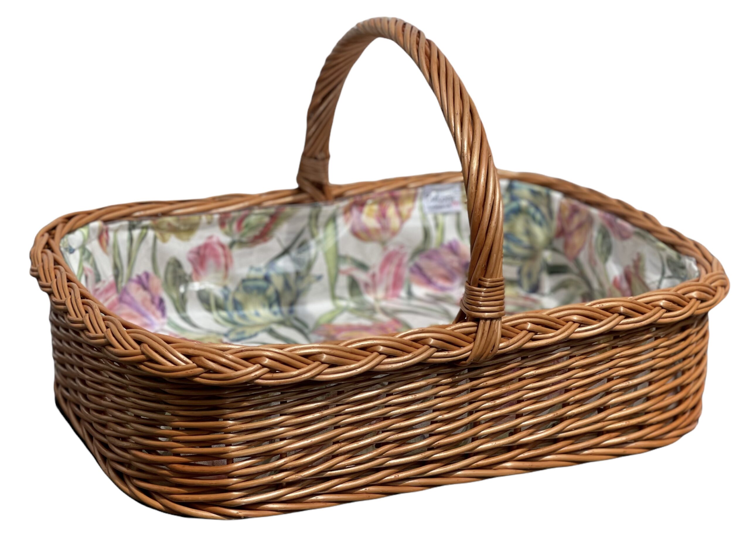 Bukora® Korbtablett mit Henkel mit Futter in Tulpenmuster – Bild 5