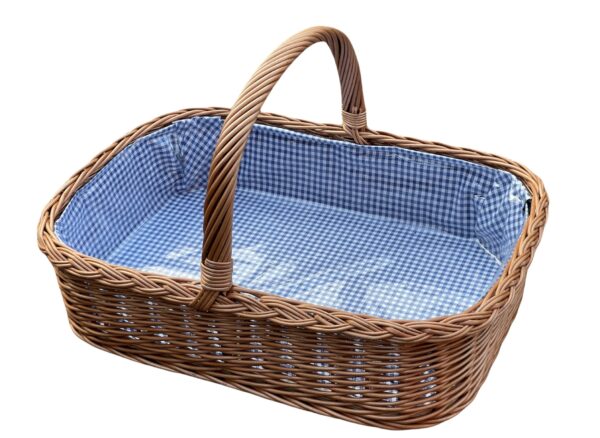 Bukora® Tablett aus Weide mit Futter Blau fein kariert – Bild 2