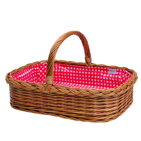 Bukora® Tablett aus Weide mit rot-weiß kariertem Futter – Bild 3