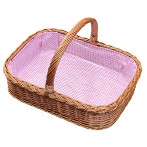 Bukora® Korbtablett aus Weide mit Futter Rosa fein kariert