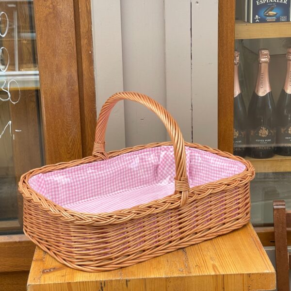 Bukora® Korbtablett aus Weide mit Futter Rosa fein kariert – Bild 5