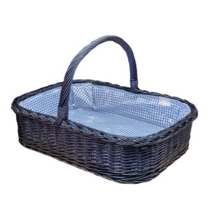 Bukora® Tablett in Blau gebeizter Weide mit Futter Blau Fein kariert