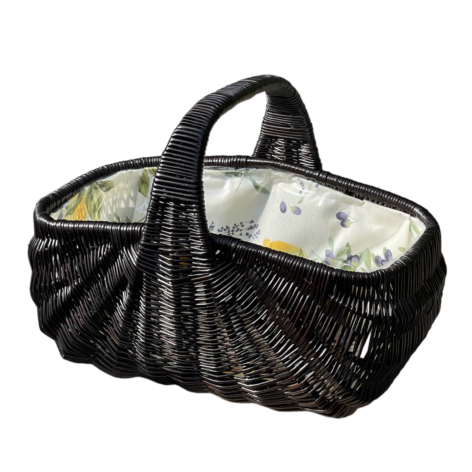 Bukora® Einkaufskorb mit Futter Zitrone und Oliven Weide Braun gebeizt – Bild 3