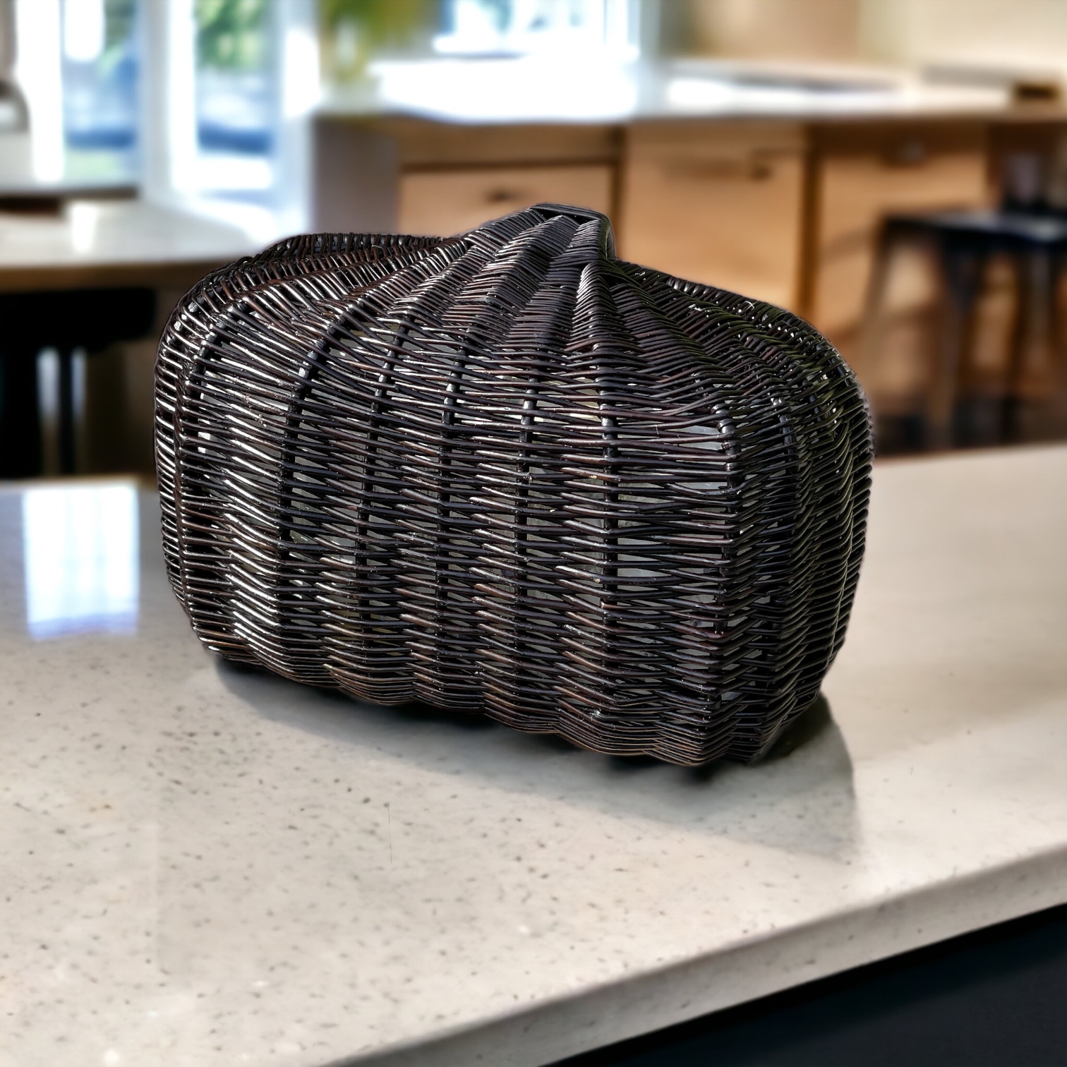 Bukora® Einkaufskorb mit Futter Zitrone und Oliven Weide Braun gebeizt – Bild 6