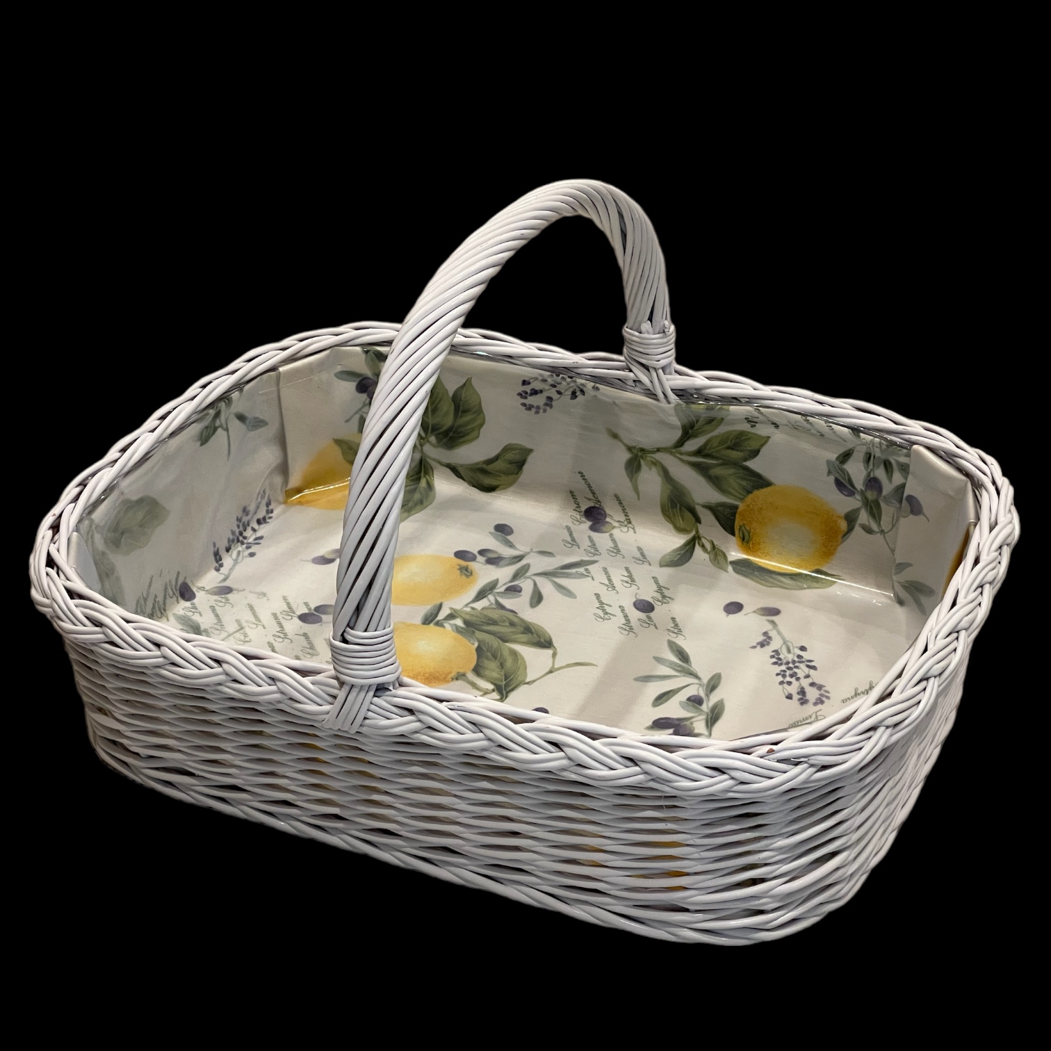 Bukora® Korbtablett Weiß lackiert Futter Zitrone und Olive – Bild 4