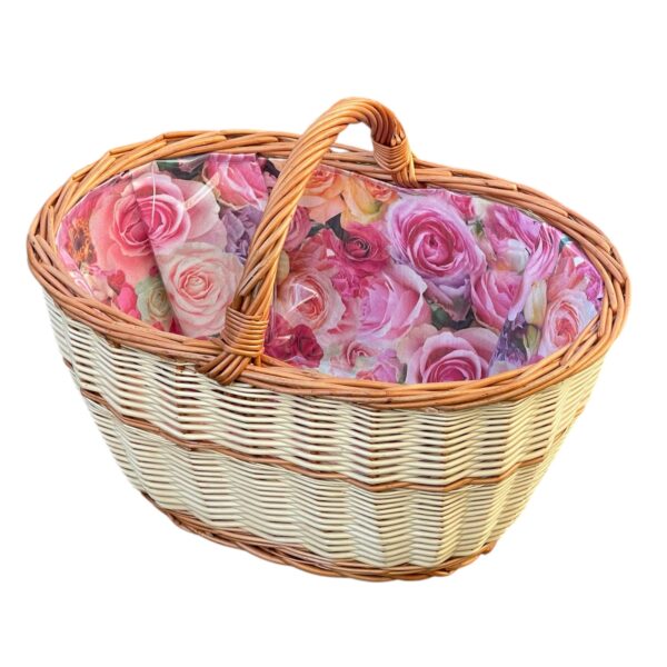 Bukora® Einkaufskorb mit Futter in Rosenmuster in verschiedenen Weidenfarben...