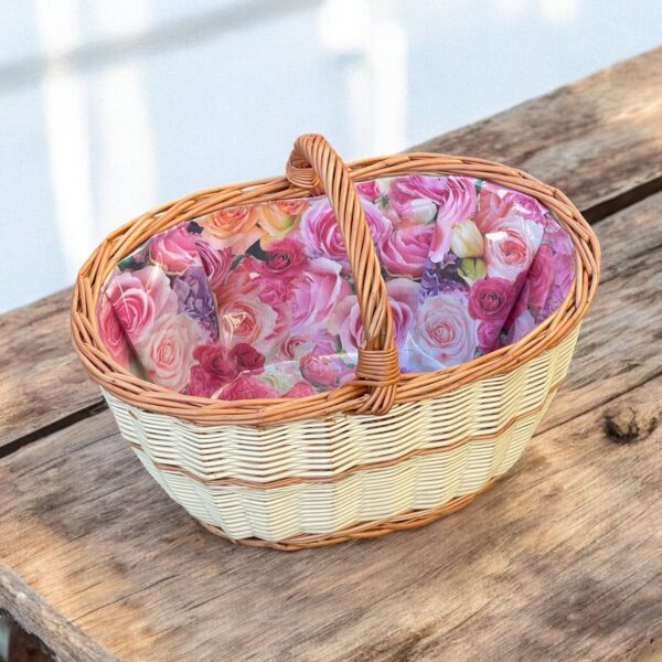 Bukora® Einkaufskorb mit Futter in Rosenmuster in verschiedenen Weidenfarben... – Bild 5