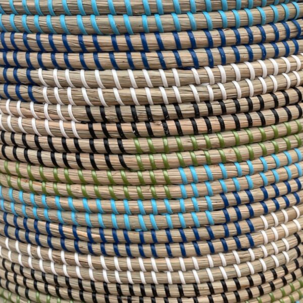 Wäschekorb aus Stroh Afrika Design Muster Blau – Bild 6