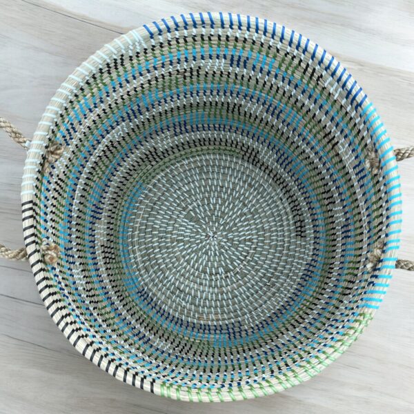 Wäschekorb aus Stroh Afrika Design Muster Blau – Bild 5