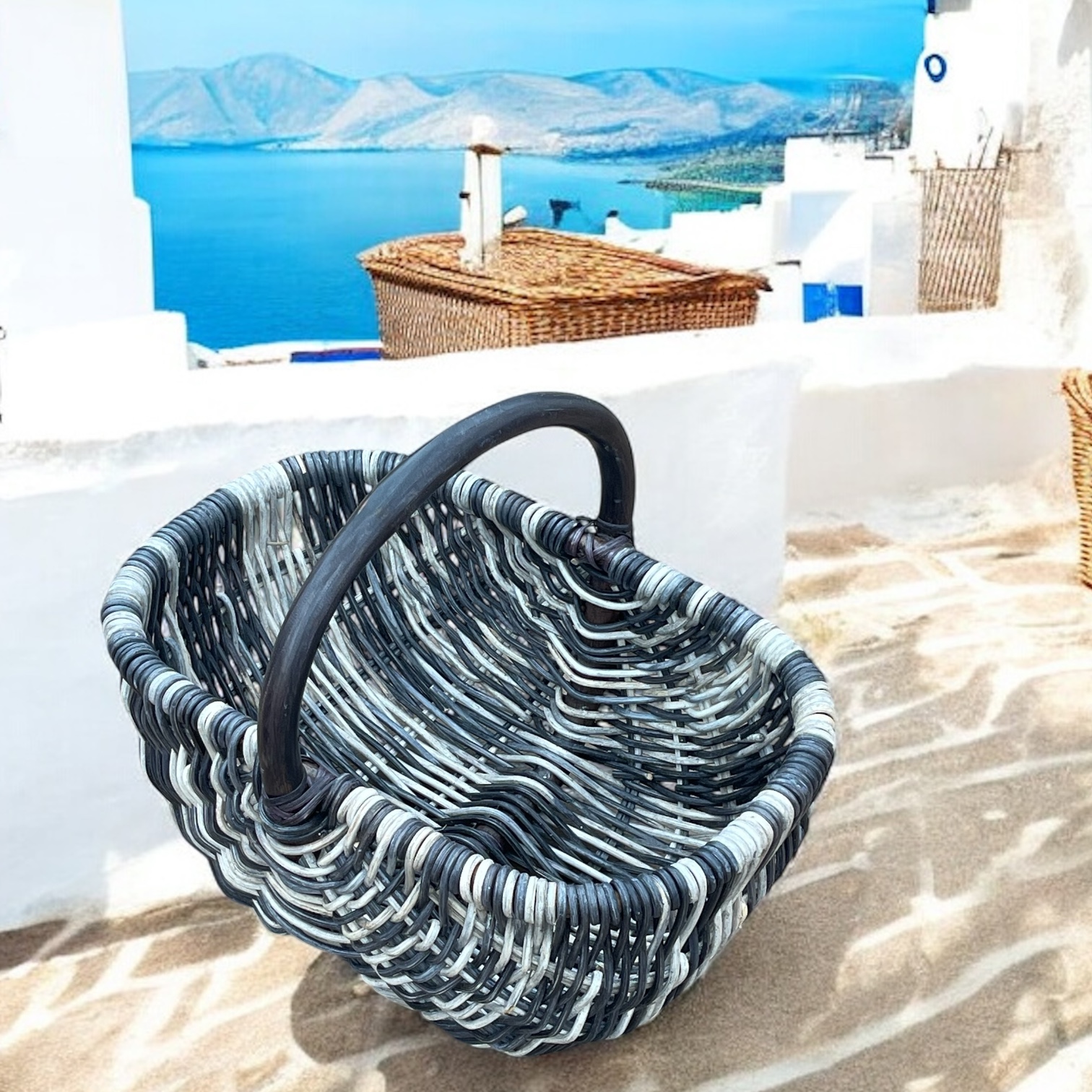 Rattankorb Bukora® in tollen Farben Blau Natur – Bild 3
