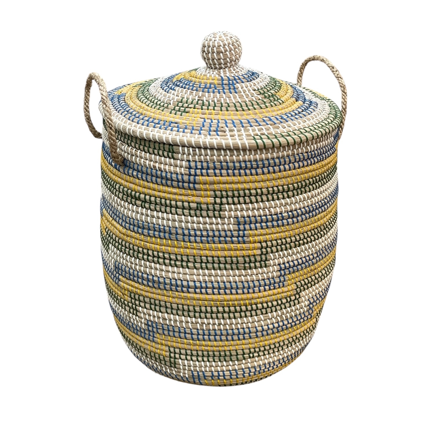 Wäschekorb aus Stroh Afrika Design Muster Gelb – Bild 3