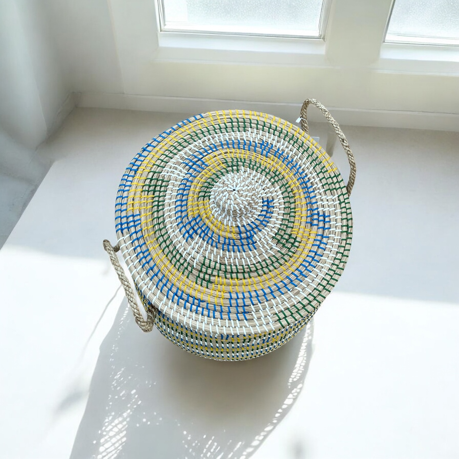 Wäschekorb aus Stroh Afrika Design Muster Gelb – Bild 6