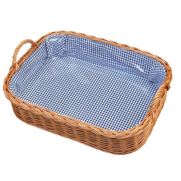 Bukora® Tablett aus Weide mit Futter Blau fein kariert mit 2 Griffen … – Bild 7