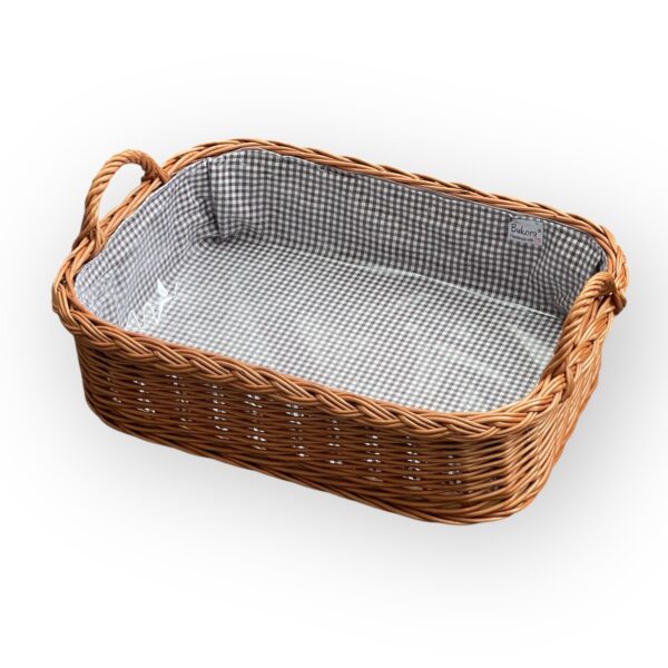 Bukora® Korbtablett aus Weide mit Futter Braun fein kariert mit 2 Griffen – Bild 7