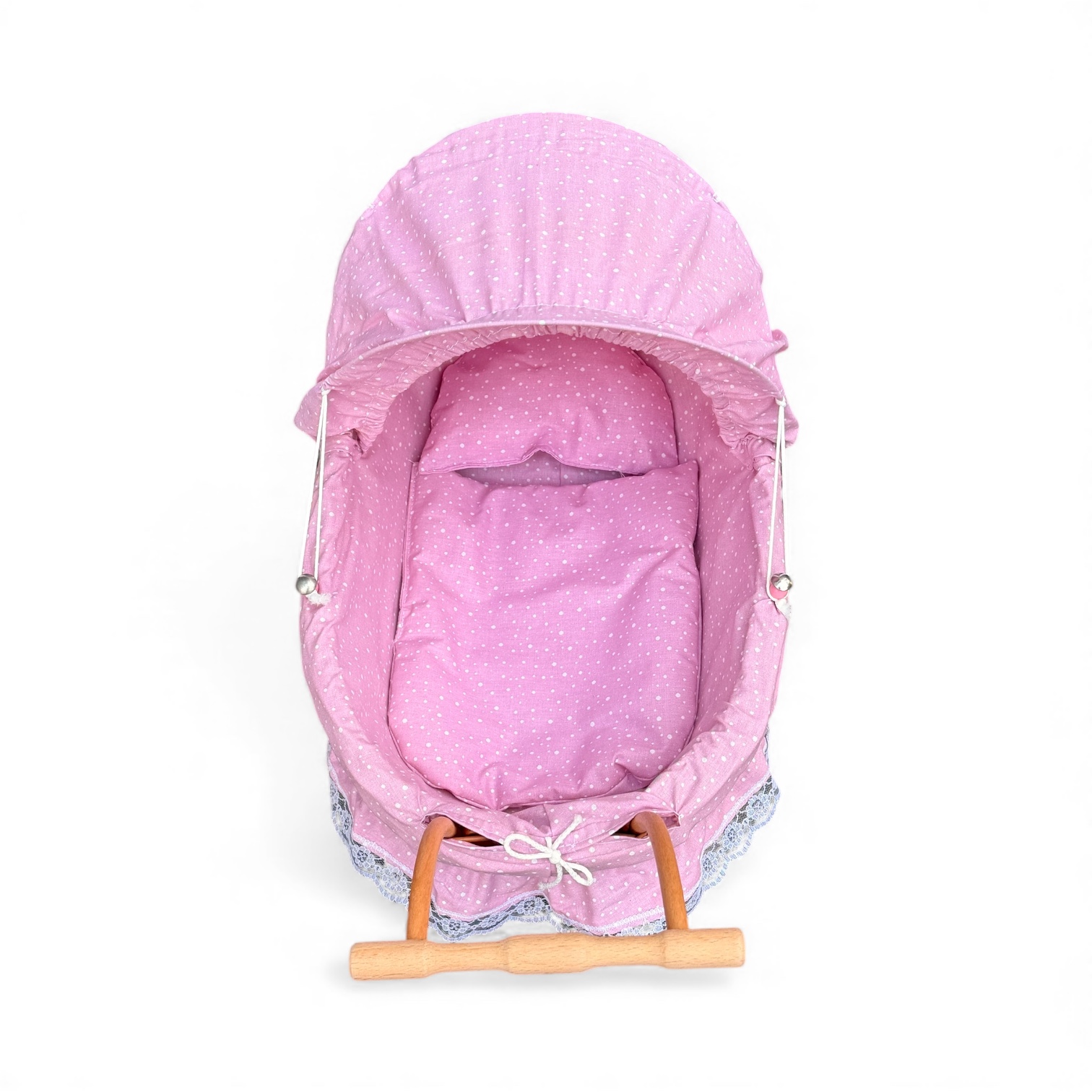 Korbpuppenwagen für Kinder Außenmaße: ca. 58 cm lang × 32 cm breit × 58 cm hoch (bis Griffhöhe ca. 48 cm)