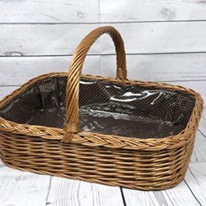 Bukora® Tablett aus Weide mit Futter Braun mit Punkten