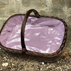 Bukora® Tablett in Braun gebeizter Weide mit Futter Lila fein kariert