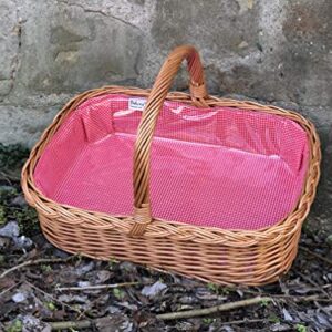 Bukora® Tablett mit Henkel Stoff Rot Weiß fein kariert.