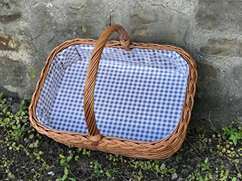 Bukora® Korbtablett aus Weide Futter Grau Groß kariert
