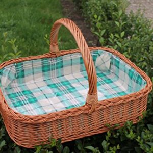 Tablett aus Weide mit Futter Grün-Grün groß kariert