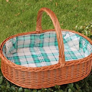Bukora® Tablett aus Weide mit Futter Grün Groß kariert"Oval"