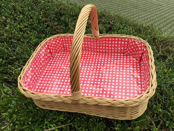 Bukora® Tablett aus Weide mit rot-weiß kariertem Futter – Bild 6