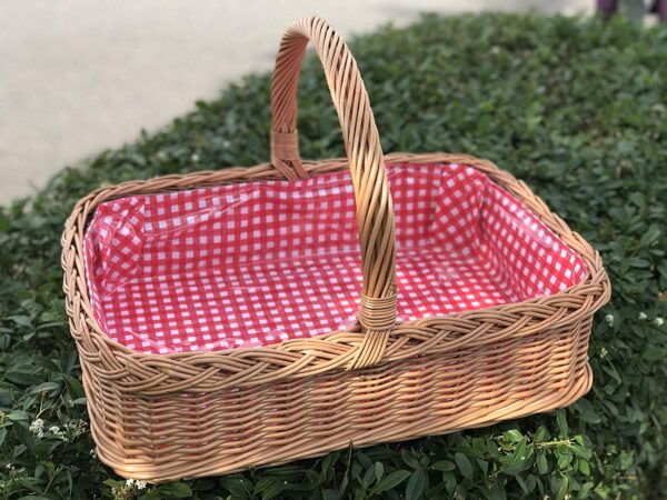 Bukora® Tablett aus Weide mit rot-weiß kariertem Futter – Bild 7