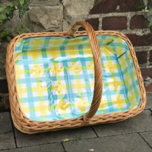 Tablett aus Weide mit Futter Türkis-Gelb