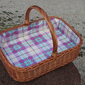 Bukora® Tablett aus Weide mit Futter Violett-Türkis-Rot kariert.neues Design.