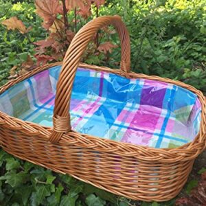 Tablett aus Weide mit Futter in Bunt Blau Lila