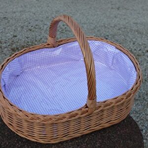 Bukora® Tablett aus Weide oval mit Futter Lila kariert