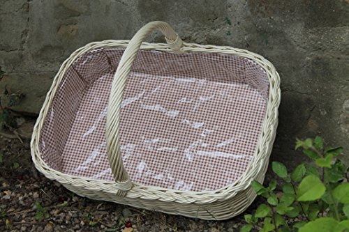 Bukora® Tablett aus heller Weide mit Futter Braun fein kariert