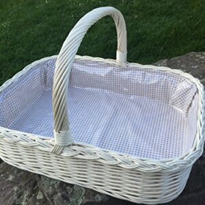 Bukora® Tablett aus heller Weide mit Futter Olivegrau fein kariert